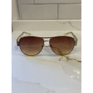 Fossil Rena Aviator Sunglasses Wood Clear Frame Brown Ombre Lens 60-13-126 Y2k